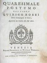 Quaresimale postumo del padre Quirico Rossi