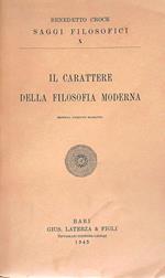 Il carattere della filosofia moderna