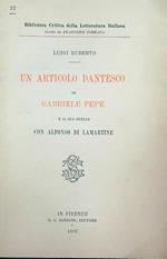 Un articolo dantesco di Gabriele Pepe e il suo duello con Alfonso di Lamartine