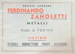 Società Anonima Ferdinando Zanoletti Metalli. Filiale di torino Listino
