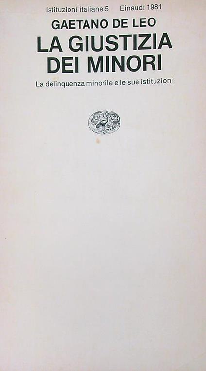 La giustizia dei minori - Gaetano De Leo - copertina