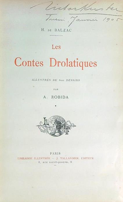 Les contes drolatiques. Vol 1 - H. De Balzac - copertina