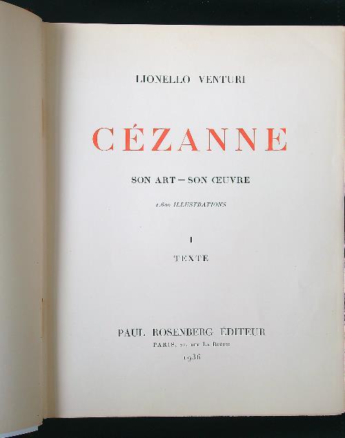 Cezanne. Son art son oeuvres vol. 1: texte - Lionello Venturi - copertina