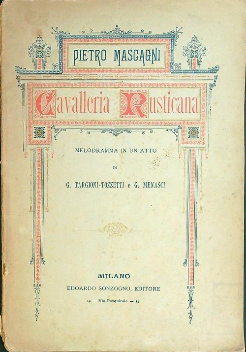 Cavalleria rusticana. Melodramma in un atto - Pietro Mascagni - copertina