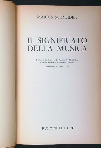 Il significato della musica - Marius Schneider - copertina