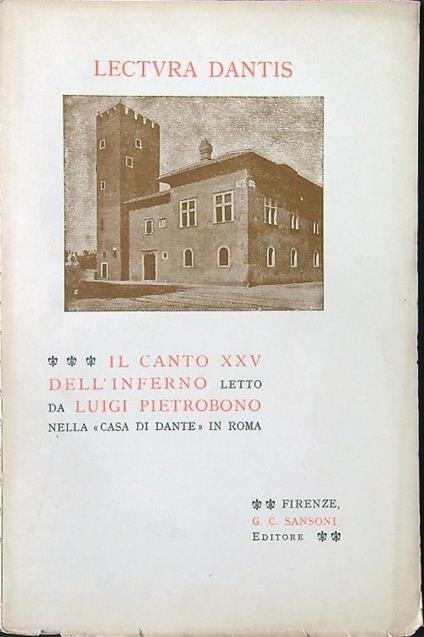 Lectura Dantis: il canto XXV dell'Inferno - Luigi Pietrobono - copertina