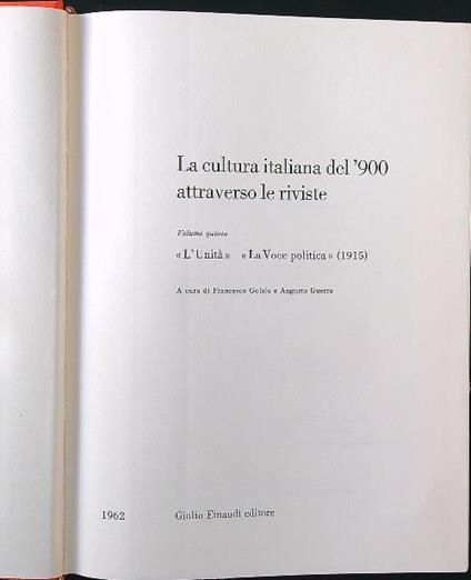 La cultura italiana del '900 attraverso le riviste vol. 5 - Golzio - copertina