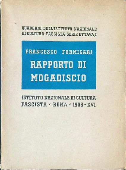 Rapporto di Mogadiscio - Francesco Formigari - copertina