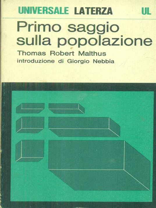 Primo saggio sulla popolazione - Thomas Robert Malthus - copertina