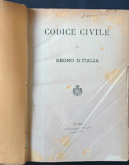 Codice civile del regno d'Italia - copertina