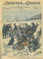 Copertina La Domenica del Corriere. Bivacco di alpini sulle nevi della Valle d'Aosta