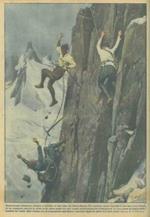 Copertina La Domenica del Corriere. Miracoloso salvataggio di tre alpinisti durante una scalata sul Monte Bianco