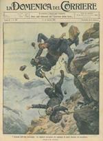 Copertina La Domenica del Corriere. Tre alpinisti, partiti da Zermatt senza guide, sono precipitati da centinaia di metri durante l'ascensione dell' Oberaarhorn