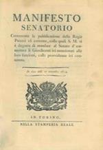 Manifesto Senatorio col quale S.M. si é degnata di ammettere i Giusdicenti alle loro funzioni