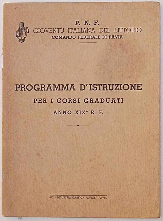 Programma d'istruzione per i corsi graduati. Anno XIX° E. F - copertina