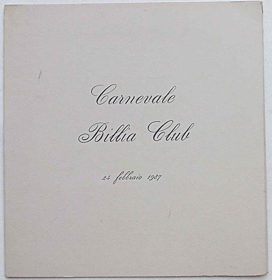 Carnevale Billia Club. 24 febbraio 198 - copertina