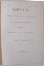 Sorghum. Its culture and manufacture economically considered as a source of Sugar, Syrup and Fodder