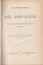 Dei privilegi e delle cause di prelazione del credito in generale