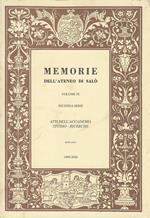 Memorie dell'ateneo di Salò. Volume IX seconda serie Atti dell'accademia Studi e Ricerche. Anno 1999-2000