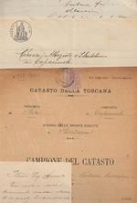 Documenti Inerente La Famiglia Mancini Valeriano, Costantino E Luigi Fu Gaetano Di Capannoli Tra I Quali Il Campione Del Catasto Con L'Indicazione Delle Proprietà, Il Certificato Di Battesimo Rilasciato Dal Parroco Della Chiesa Abbaziale Di San Barto