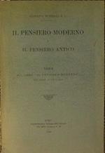 Il pensiero moderno e i pensiero antico. Nota sul libro '' il pensiero moderno '' del prof. F. de Sarlo