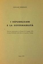 I repubblicani e la governabilità. Discorso pronunciato in Senato il 12 agosto 1979 durante il dibattito sulla fiducia al governo Cossiga