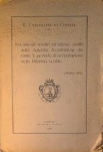 Documenti relativi all'azione svolta dalle Autorità Accademiche durante il periodo di preparazione della Riforma Gentile (Ottobre 1923)