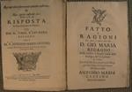 Qui ingreditur fine macula operatur insistiam & quis Sapiens custodiet haec Psam. 14 & 106. Risposta al fatto chimerico di Simonia Esposto dal M. Emol. R. Gio: maria Recagno, contro il M. R. Antonio. Cestino Arciprete della chiesa Parochiale de SS. N