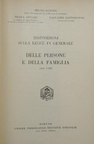 Commentario del Codice Civile. Libro I, Vol. I. Delle persone e della famiglia. Disposizioni sulla legge in generale (Artt. 1-230), Titoli I-VI - Bruno Liguori,Nicola Distaso,Fernando Santosuosso - copertina