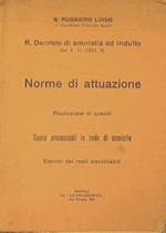 Norma di attuazione. Risoluzione di quesiti. Spese processuali in sede di amnisitia. elenchi di reati amnistiabili