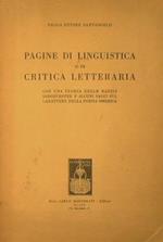 Pagine di Linguistica e di critica letteraria