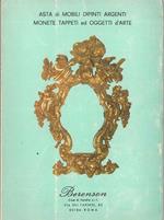Asta di mobili dipinti argenti monete tappeti ed oggetti d'arte. Berenson, Roma, dal 22 al 27 ottobre 1970