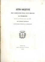 Atto solenne dell'aggregazione dello stato reggiano al Piemonte rogato il di 30 maggio dell'anno 1848. Con notizie proemiali e due discorsi attenenti all'aggregazione