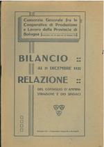 Bilancio al 31 dicembre 1920. Relazione del consiglio di amministrazione e dei sindaci