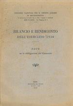 Bilancio e rendiconto dell'esercizio 1930