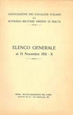 Elenco generale al 15 novembre 1931