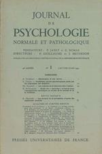 Journal de psychologie normale ed pathologique. 46° année, n° 1, janvier-mars 1953 Fondatori: Pierre Janet e Georges Dumas Direttori: P. Guillaume e I. Meyerson