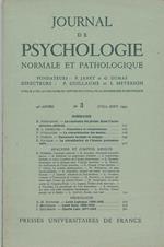 Journal de psychologie normale ed pathologique. 46° année, n° 3, juillet-septembre 1953 Fondatori: Pierre Janet e Georges Dumas Direttori: P. Guillaume e I. Meyerson