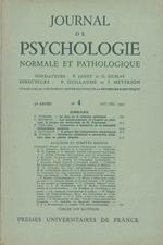 Journal de psychologie normale ed pathologique. 46° année, n° 4, octobre-decembre 1953 Fondatori: Pierre Janet e Georges Dumas Direttori: P. Guillaume e I. Meyerson