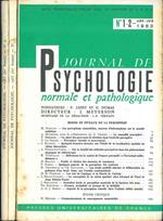 Journal de psychologie normale ed pathologique. 60° année, 1963, annata completa Fondatori: Pierre Janet e Georges Dumas Direttore: I. Meyerson