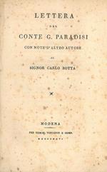 Lettera del Conte G. Paradisi con note d'altro autore al signor Carlo Botta