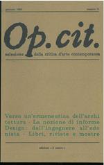 Op. cit. Rivista quadrimestrale di selezione della critica d'arte contemporanea. Gennaio 1988, n. 71