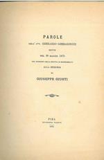 Parole ... dette alla memoria di Giuseppe Giusti. Copia autografata