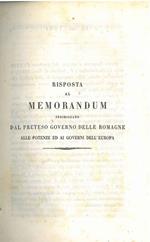 Risposta al memorandum indirizzato dal preteso governo delle Romagne alle potenze ed ai governi dell'Europa