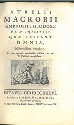 Aurelii Macrobii Ambrosii Theodosii V.C. & inlustris quae exstant omnia, diligentissime emendata, et cum optimis editionibus collata, ut ex praefatione manifestum