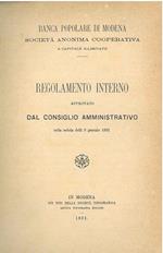 Regolamento interno approvato dal consiglio amministrativo nella seduta delli 8 gennaio 1891