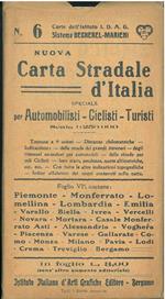 Nuova carta stradale d'Italia, speciale per automobilisti, ciclisti, turisti. Scala 1:250000. Foglio 6, contiene: Piemonte - Monferrato - Lomellina - Emilia - Varallo - Biella - Ivrea - Vercelli - Novara - Mortara - Casale Monferrato Asti - Alessandr