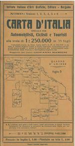 Nuova carta stradale d'Italia, speciale per automobilisti, ciclisti, turisti. Scala 1:250000. Foglio 5, contiene: Torino - Alpi Cozie - Gran Paradiso -