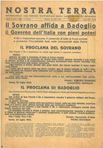 Nostra terra. Quindicinale dell'unione provinciale degli agricoltori di Bologna, Bologna, 30 luglio 1943. Il Sovrano affida a Badoglio il Governo dell'Italia con pieni poteri