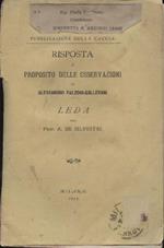 Risposta a proposito delle osservazioni di Alessandro Falzoni Gallerani. Leda